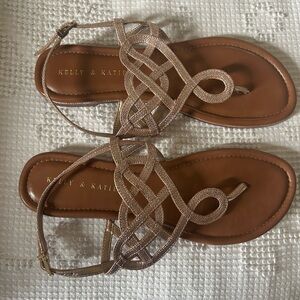 Kelly & Katie rose gold sparkle Sandals with Criss-Cross Design